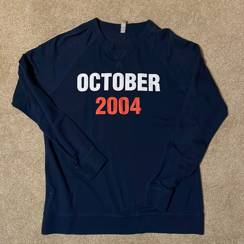 Red Sox sweatshirt.